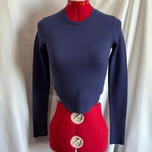 SM56 Forever 21 Dark Blue Ribbed Long Sleeve Top